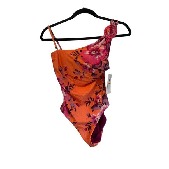 Becca by Rebecca Virtue Full Bloom Arabella Asymmetrical One-Piece Multi S NWT - Picture 7 of 16